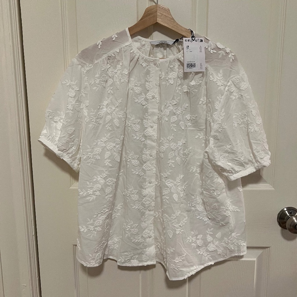 Oversized Cotton Gathered Detail Blouse